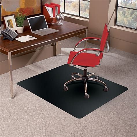 6 569 Reviews | 6 Questions Highlights Lip shape for extended under desk coverage, 45"W x 53"L Made with clear vinyl to allow the beauty of your floors to show through Rounded AnchorBar cleats (studs) that are gentle on carpets and hands (no sharp spikes) Women Owned Small Business Free Returns $49. . Staples chair mat